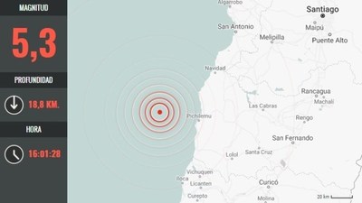 AL MENOS 14 RÉPLICAS DE MAGNITUDES ENTRE 5,3 Y 3,0 TRAS SISMO DE 6,6 EN CHILE