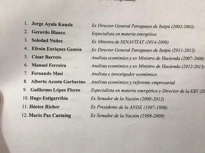 Doce expertos son convocados para la renegociación del Tratado de Itaipú