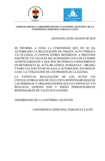 Arquidiócesis oñemboyke umi ojeruréva Tetã Paraguái myakãhára Abdo Benítez ñemongúi - ABC Remiandu - ABC Color