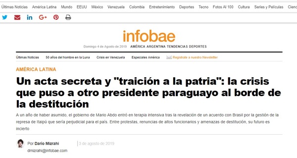 Futuro del gobierno de Abdo es “incierto”, afirma medio argentino - ADN Paraguayo