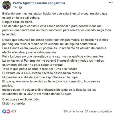 Pedro Ferreira desmiente debate con el vicepresidente - Nacionales - ABC Color