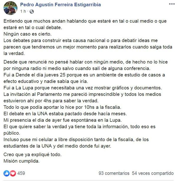 Pedro Ferreira desmiente debate con el vicepresidente - Nacionales - ABC Color