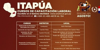 SINAFOCAL HABILITA CURSOS GRATUITOS DE RÁPIDA SALIDA LABORAL EN LOS 17 DEPARTAMENTOS DEL PAÍS