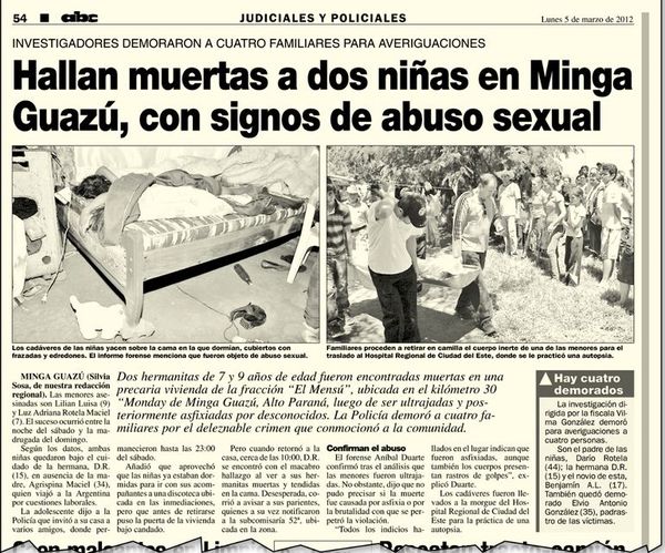 La justicia tardó en llegar para dos hermanitas violadas y asesinadas - Judiciales y Policiales - ABC Color