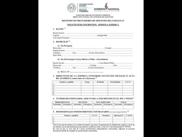REGISTRO DE PRESTADORES DE SERVICIOS, OBLIGATORIO PARA CONTRIBUYENTES