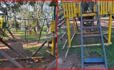 Parque en pésimo estado apeligra a niños en Plaza Libertad