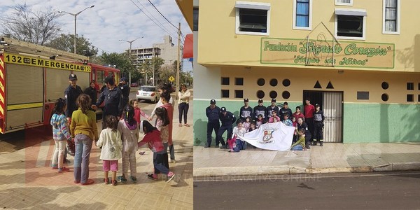 BRIGADISTAS DEL CUERPO DE BOMBEROS AGASAJARON A NIÑOS DEL HOGAR SAGRADO CORAZÓN
