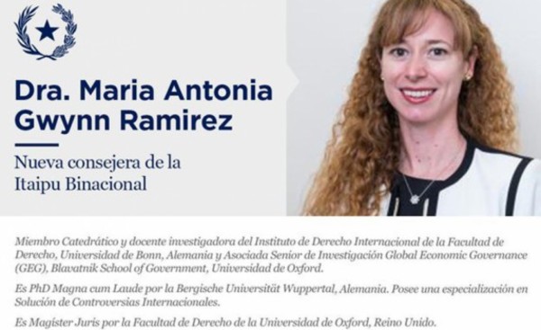 María Antonia Gwynn es nueva consejera de Itaipu