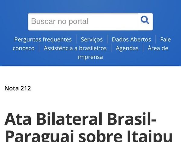 Brasil reitera que Acta Bilateral quedó sin efecto