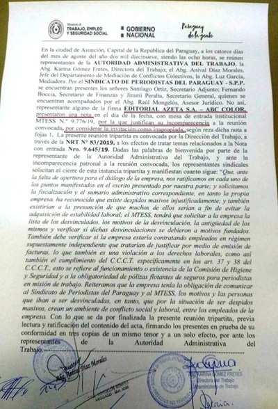 Despidos masivos en ABC: Directivos del diario de Zuccolillo se niegan al diálogo - ADN Paraguayo