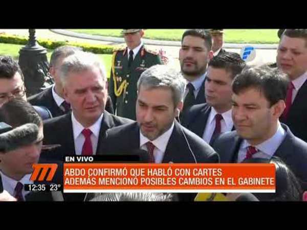 Mario Abdo confirmó que habló con Cartes y mencionó posibles cambios en el Gabinete