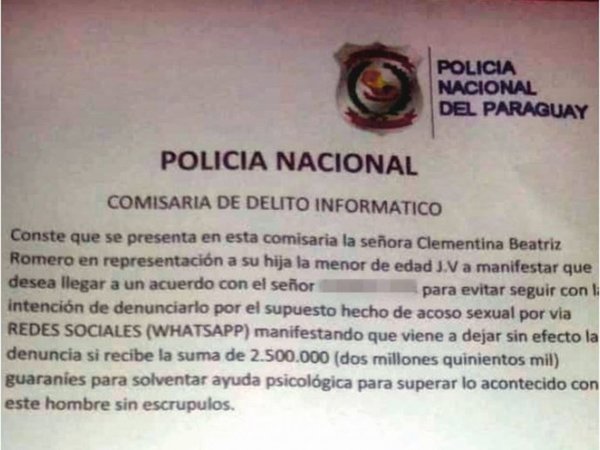 Por denuncia gua'u de acoso le sacaron G. 2.500.000