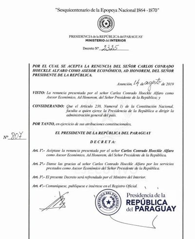 Renuncia asesor económico de Mario Abdo - ADN Paraguayo