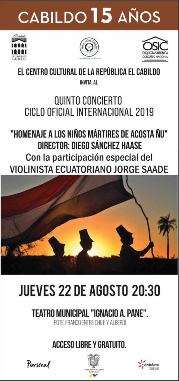 Quinto concierto de temporada de la OSIC con homenaje a niños mártires de Acosta Ñu | .::Agencia IP::.