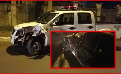 Patrullera protagoniza choque frontal al entrar de contramano