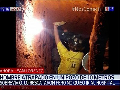 Rescatan a un hombre de un pozo de 10 metros en San Lorenzo