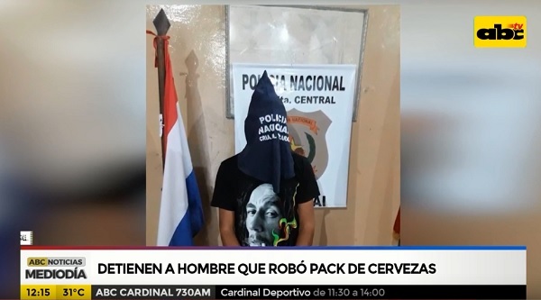 Capturan a sospechoso de robar un pack de cerveza a punta de pistola