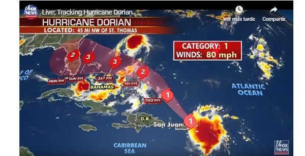 Huracán Dorian se acerca a Puerto Rico y puede llegar a categoría 3 - ADN Paraguayo