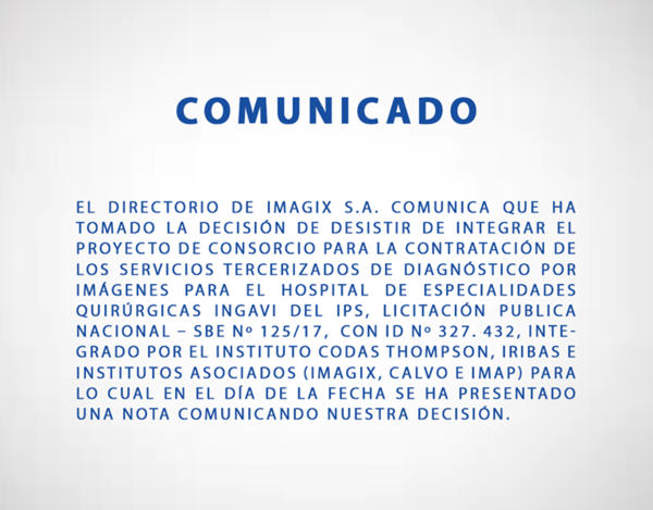 Firma se abre de consorcio que judicializó licitación en IPS