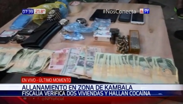 Incautan drogas, armas y dinero durante allanamientos en Kambala