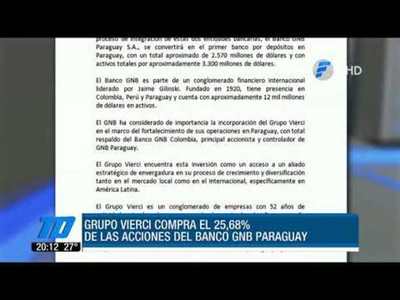 Grupo Vierci adquiere el 25% de las acciones del Banco GNB Paraguay