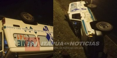 AMBULANCIA DE GRAL. DELGADO TUMBÓ EN YAGUARÓN