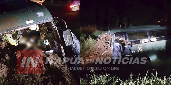 ÓMNIBUS DEL MINISTERIO DE DEFENSA VOLCÓ SOBRE LA RUTA 1