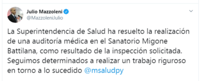 Auditarán sanatorio privado