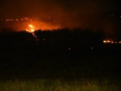 Gran quema de pastizal en Costanera Norte