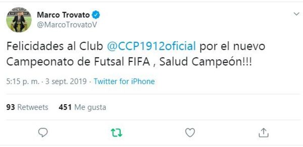 Trovato felicitó a Cerro Porteño - Fútbol - ABC Color