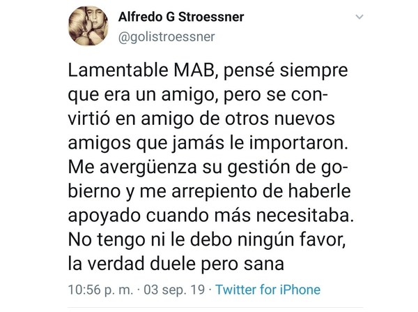 Nieto de Stroessner y mentor de Abdo, decepcionado del presidente: “Me avergüenza su gestión" - ADN Paraguayo