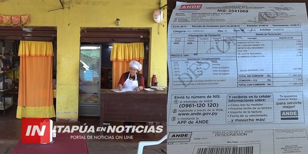 DENUNCIA DE SUP. SOBREFACTURACIÓN DE LA ANDE A HUMILDE COCINERA DEL CIRCUITO COMERCIAL