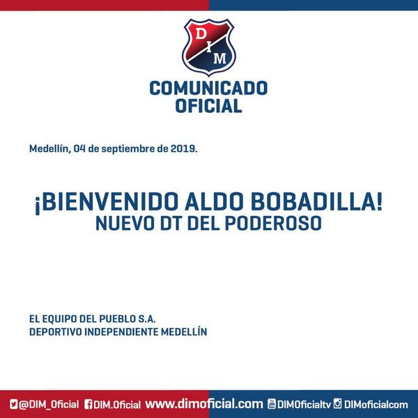 El DIM oficializó a Bobadilla - Fútbol - ABC Color