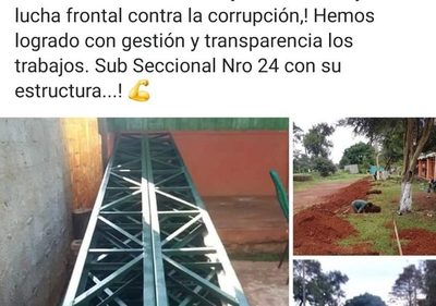 Seccionaleros incluso celebraron en las redes sociales construcción de tinglado con plata de la Gobernación