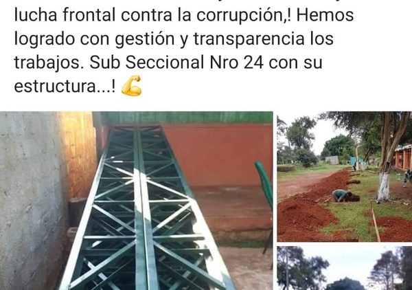 Seccionaleros incluso celebraron en las redes sociales construcción de tinglado con plata de la Gobernación