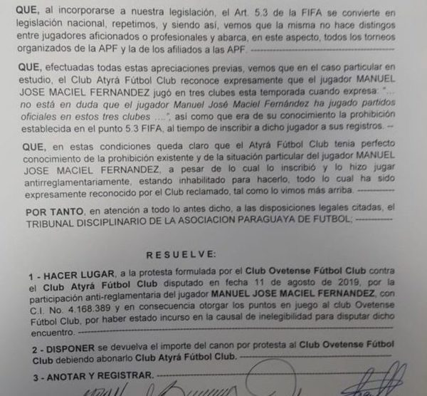 Ovetense gana protesta contra Atyrá