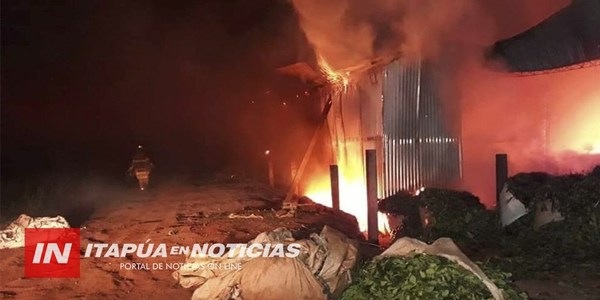 HOHENAU: VORAZ INCENDIO CONSUMIÓ POR COMPLETO SECADERO DE YERBA MATE