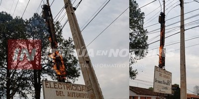 HOHENAU: INCENDIO DE UNA COLUMNA DE TENDIDO ELÉCTRICO