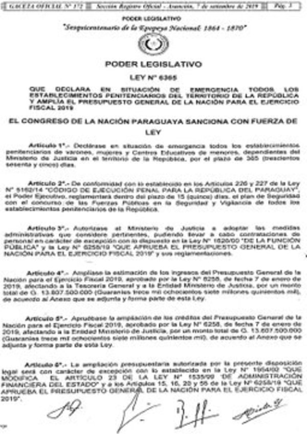 Ejecutivo promulgó la Ley de Emergencia Penitenciaria - .::RADIO NACIONAL::.