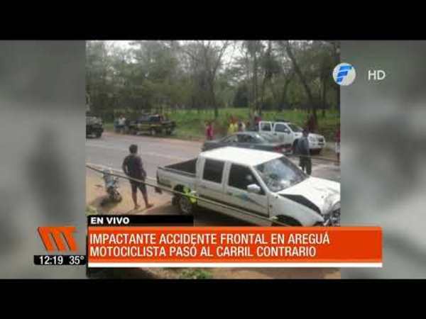 Impactante accidente frontal en Areguá