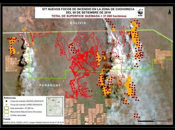 CHACO: NUEVOS FOCOS DE INCENDIO Y EL FUEGO AVANZA 20 KM POR DÍA