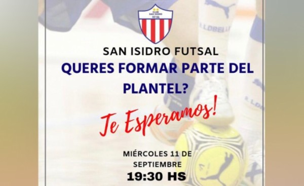 Convocan a pruebas para San Isidro Futsal