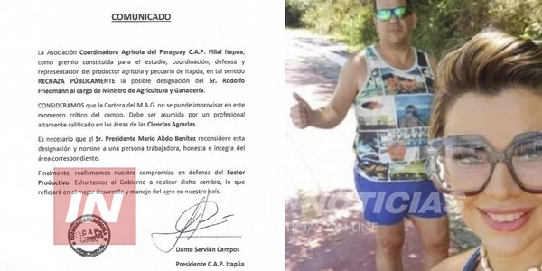 PRODUCTORES DE ITAPÚA RECHAZAN A FRIEDMANN COMO MINISTRO DE AGRICULTURA