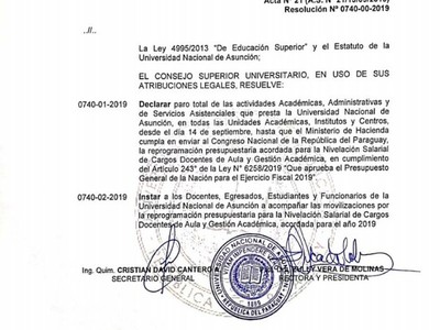 UNA paraliza sus actividades desde hoy