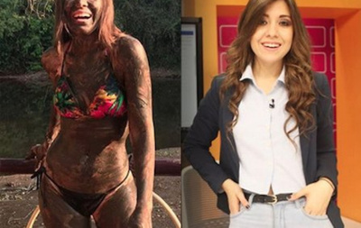 Periodista en biquini  y bien “embarrada”