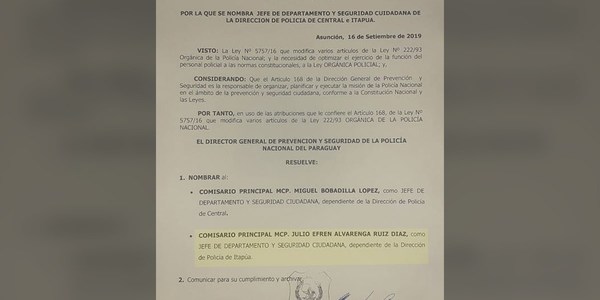NOMBRAN A NUEVO JEFE DE PREVENCIÓN Y SEGURIDAD CIUDADANA DE ITAPÚA