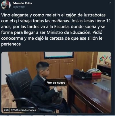 Lluvia de críticas en las redes al ministro de Educación por posteo sobre un menor trabajador - Nacionales - ABC Color
