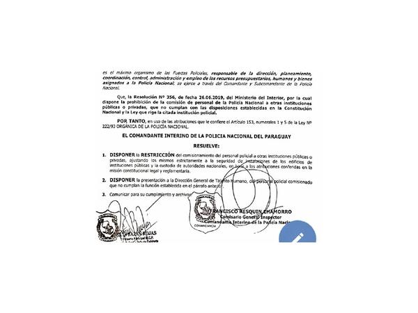 Restringen comisionamiento indiscriminado de policías