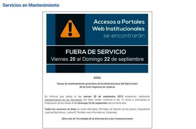 Realizarán mantenimiento a los servidores de data center