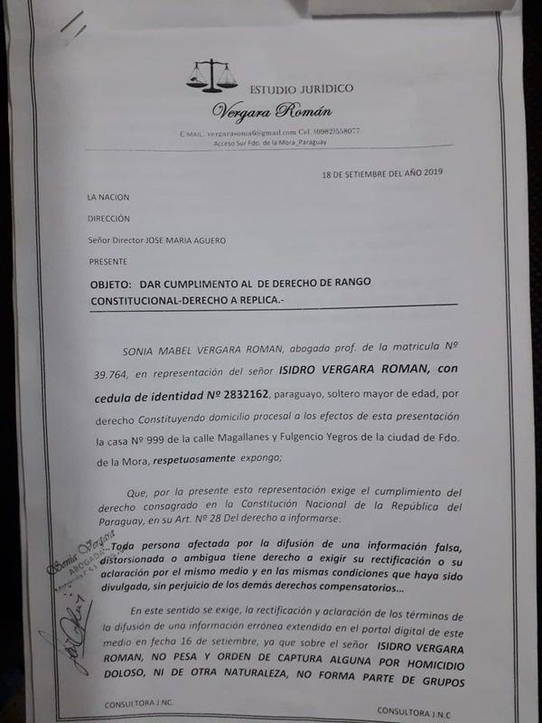 Defensa de Isidro Vergara sostiene que no está vinculado al caso Samura